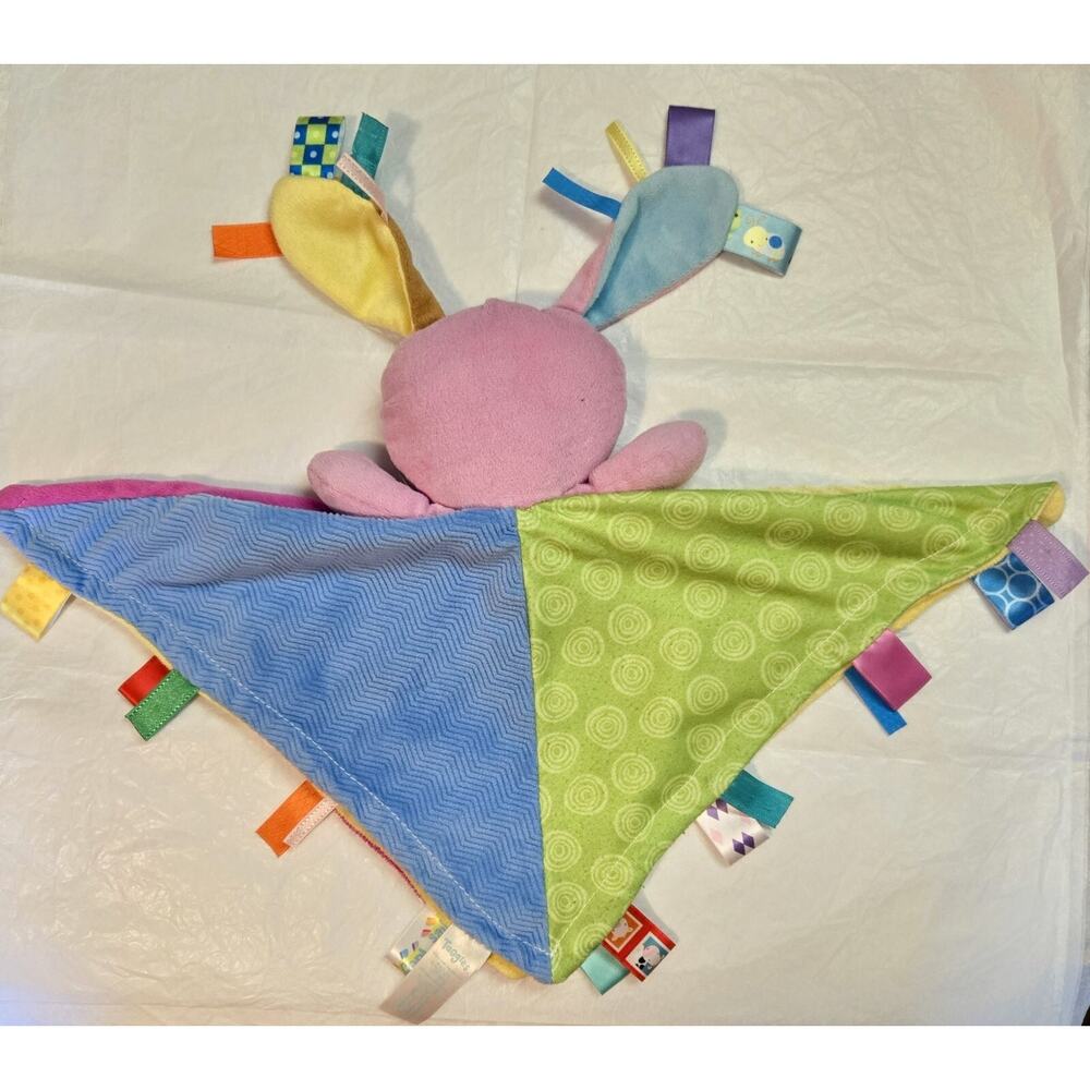 Taggies Puppy Dog Security Blanket Lovey 14"x14" Plush Colorful Stuffed Animal - Picture 10 of 12